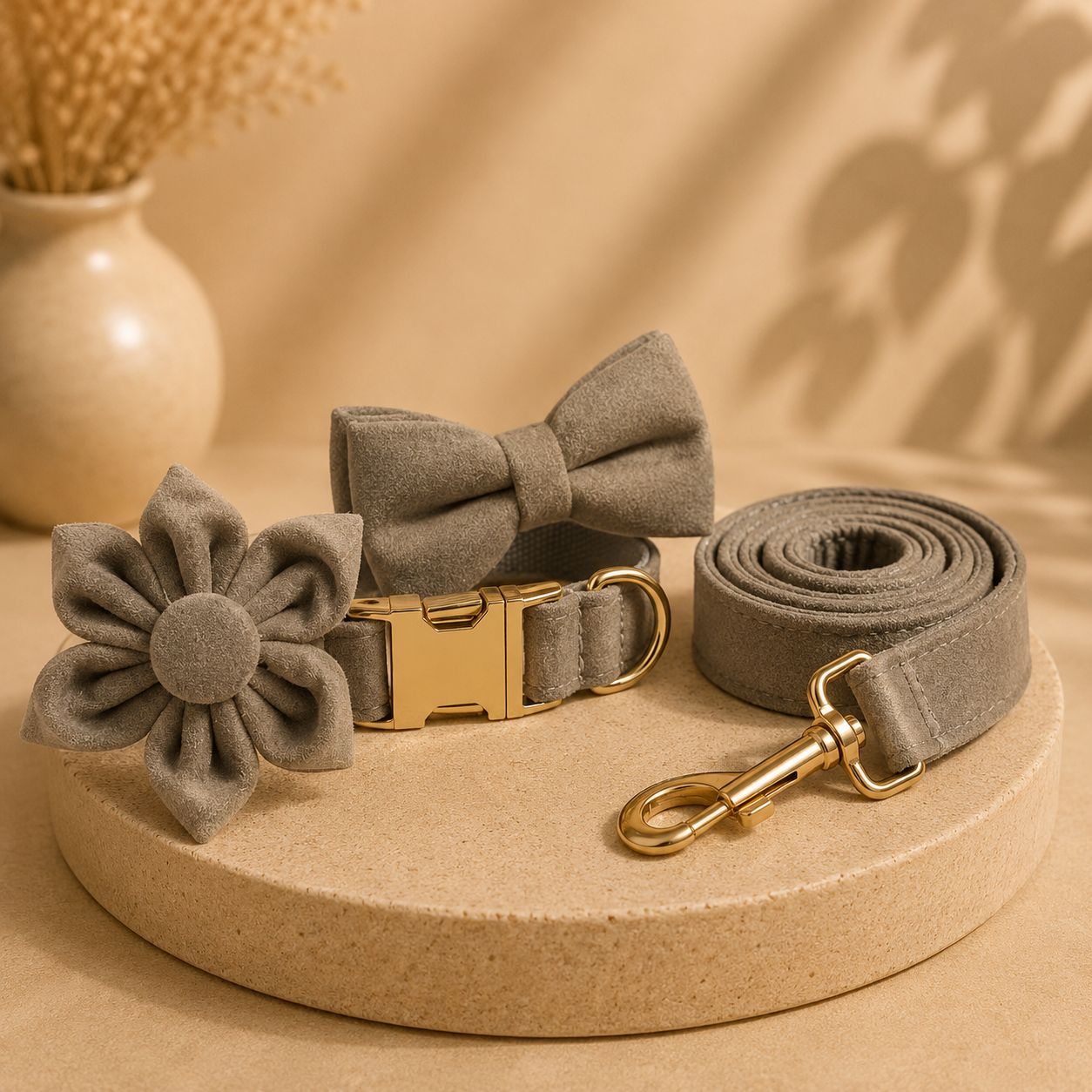 Pettorina Elegance Gold con Fiocco e Fiore per Cani