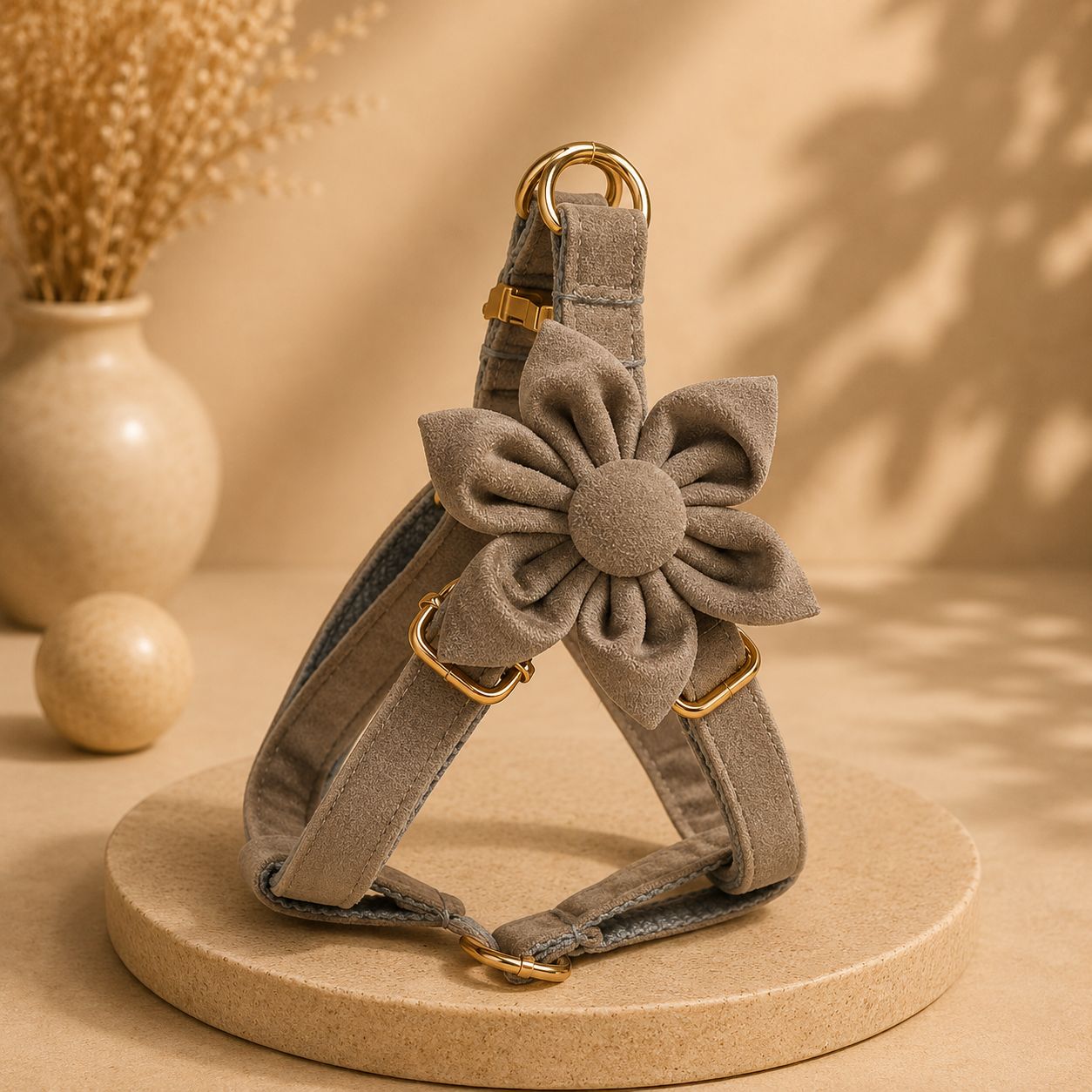 Pettorina Elegance Gold con Fiocco e Fiore per Cani