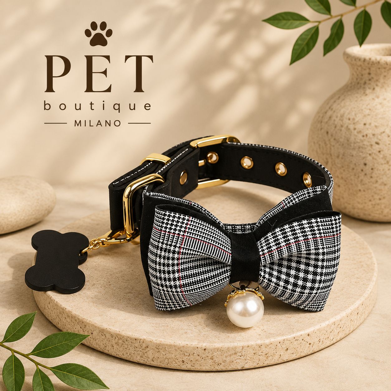 Collare Elegance Teddy con Fiocco e Guinzaglio Coordinato