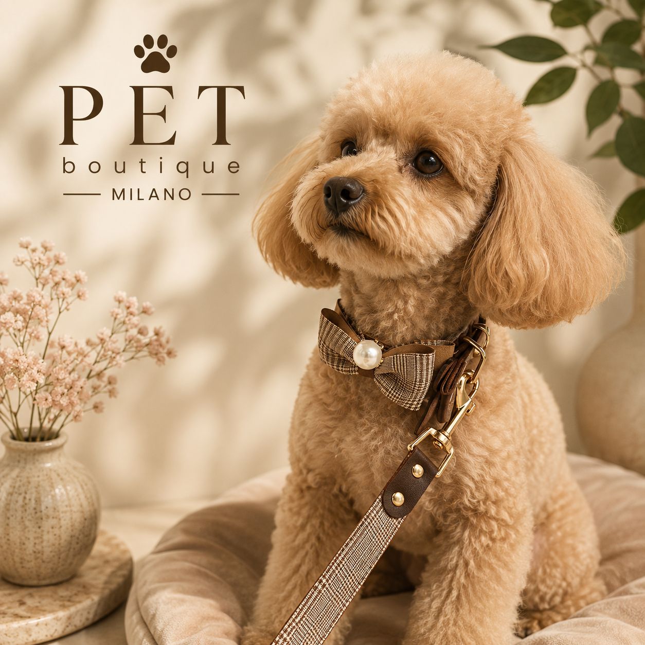 Collare Elegance Teddy con Fiocco e Guinzaglio Coordinato
