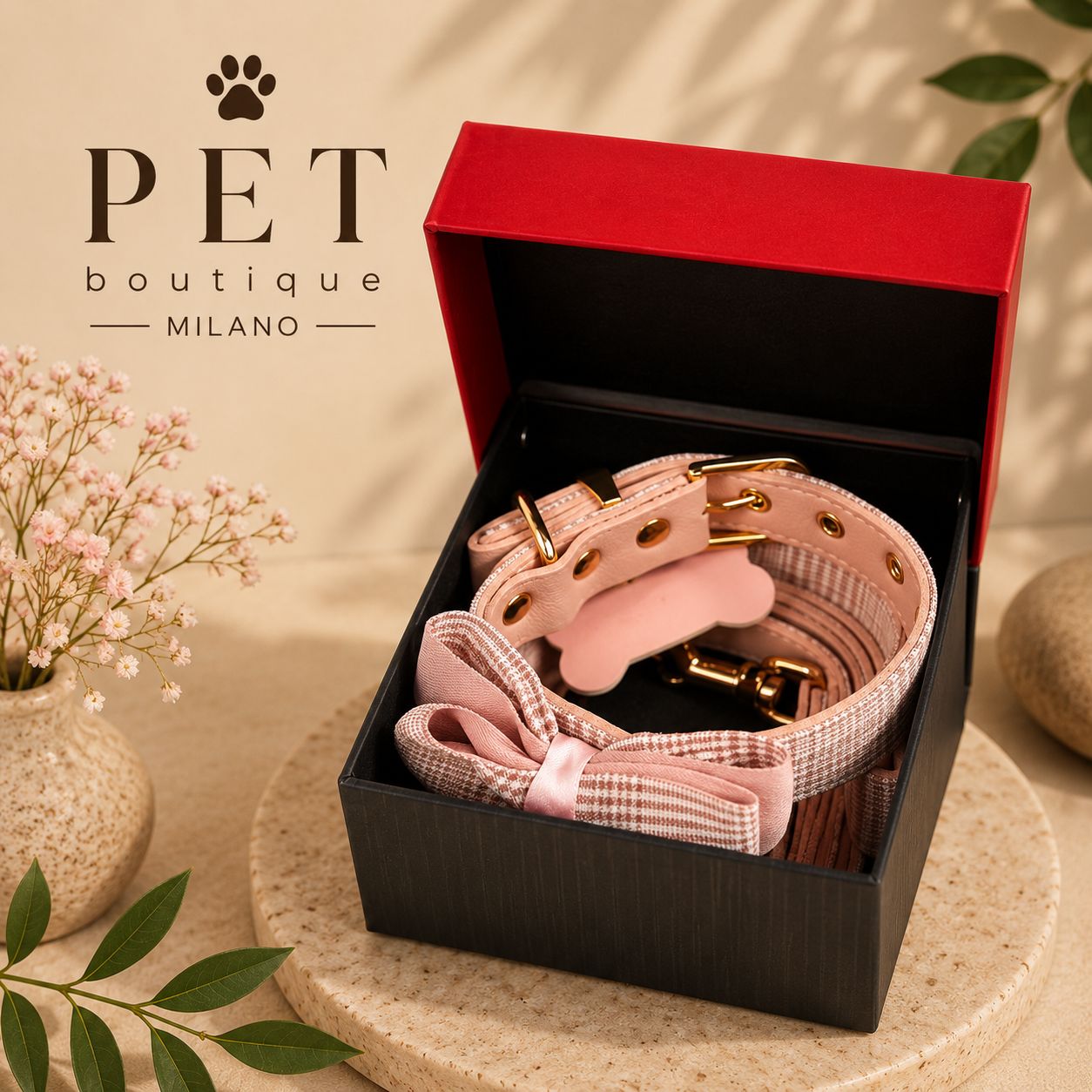 Collare Elegance Teddy con Fiocco e Guinzaglio Coordinato