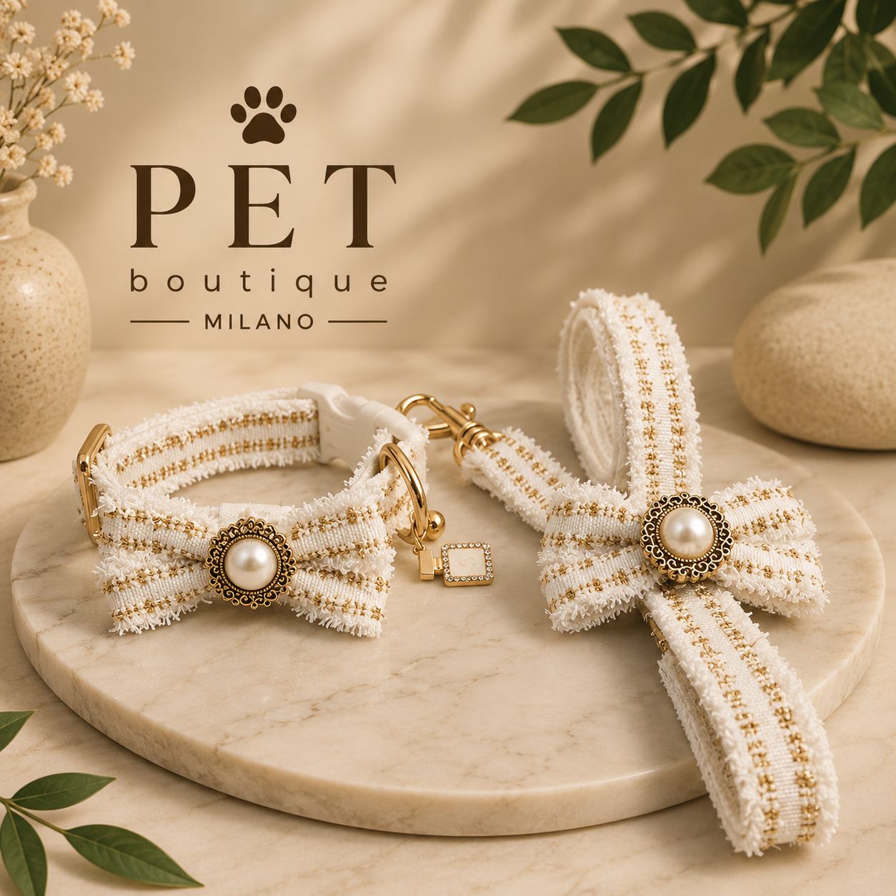 Collare con Guinzaglio Coordinato a Righe – Eleganza e Comfort per il Tuo Cane