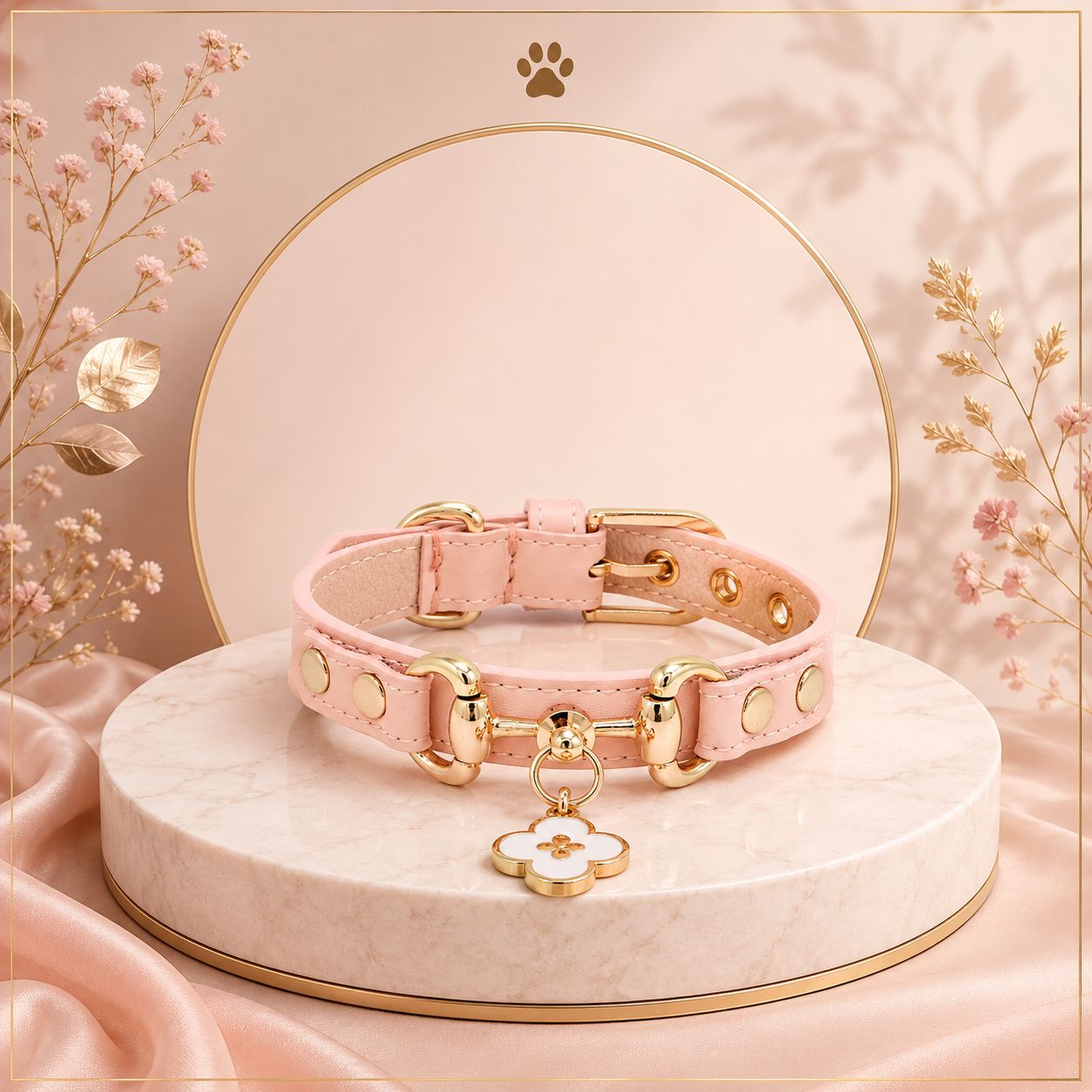 Collare Elegance in Pelle con Dettagli Oro