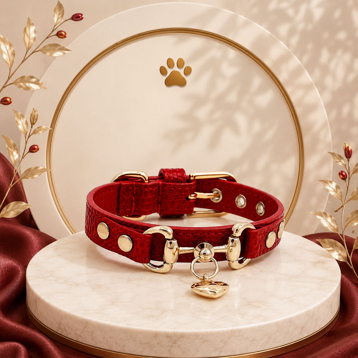 Collare Elegance in Pelle con Dettagli Oro