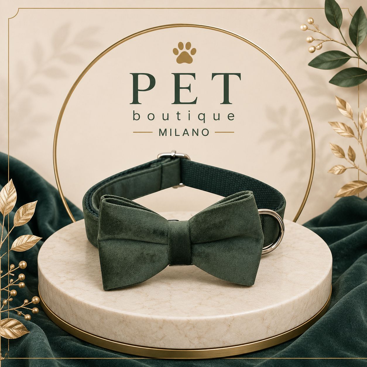 Collare e Guinzaglio Velvet Luxury per Cani – Eleganza Morbida con Dettagli Premium