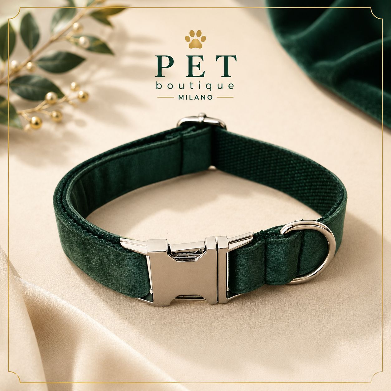 Collare e Guinzaglio Velvet Luxury per Cani – Eleganza Morbida con Dettagli Premium
