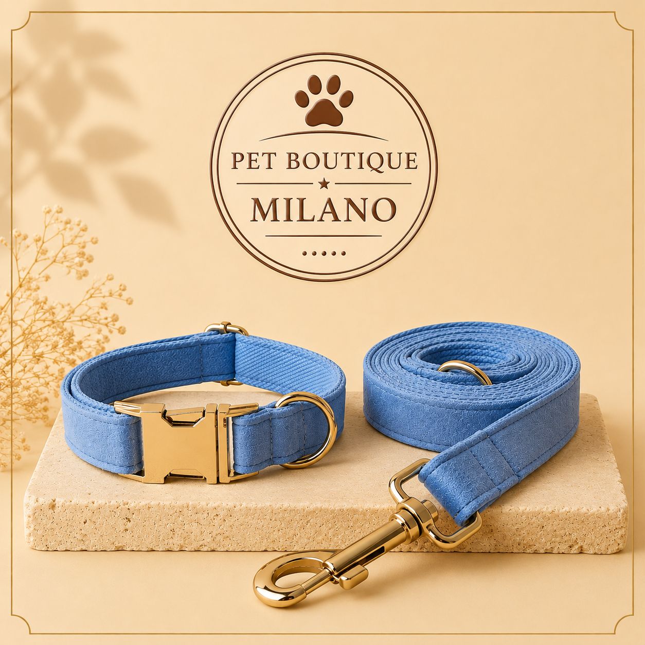 Collare e Guinzaglio Velvet Luxury per Cani – Eleganza Morbida con Dettagli Premium