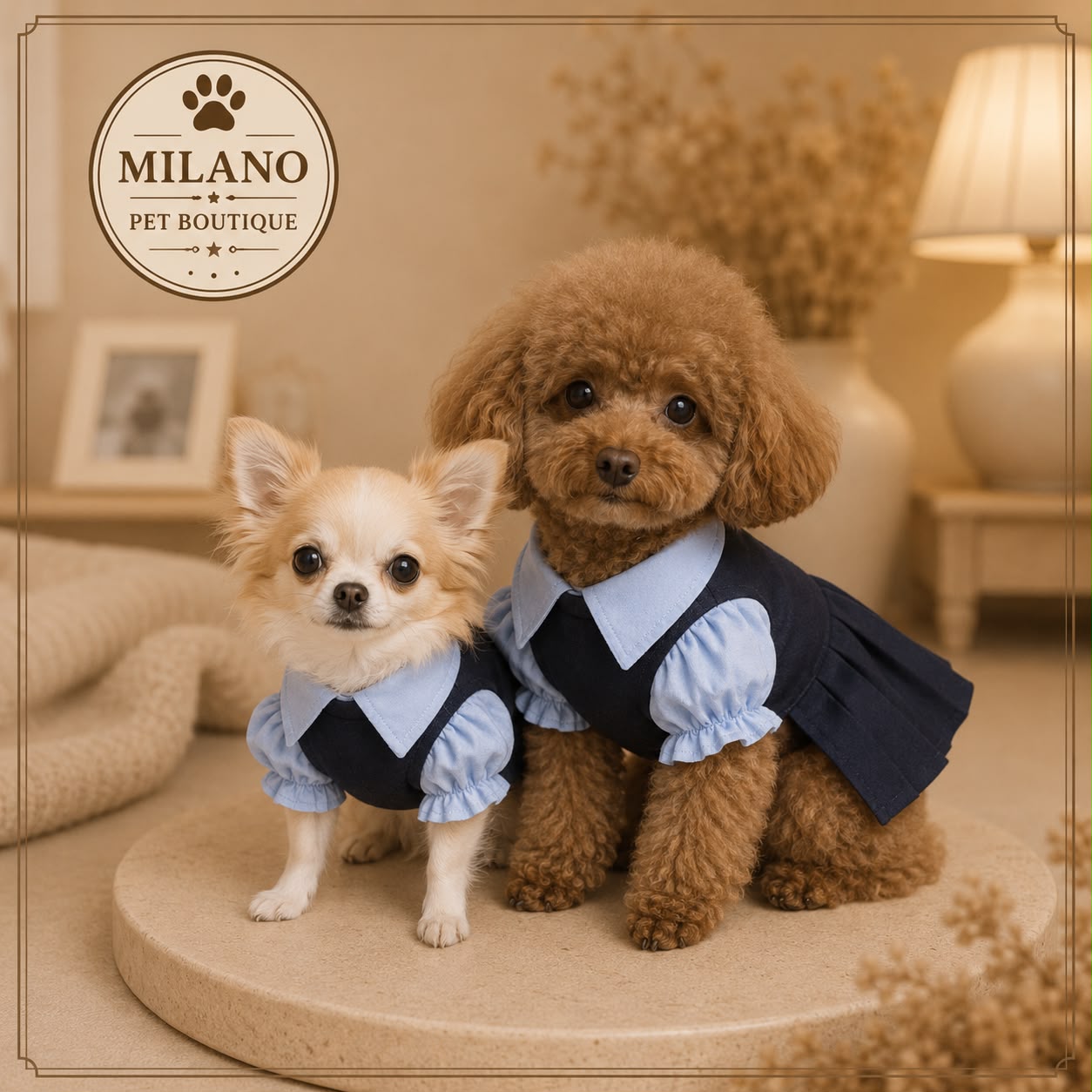 Vestitino Elegante per Cani Stile College con Colletto e Gonna Plissettata