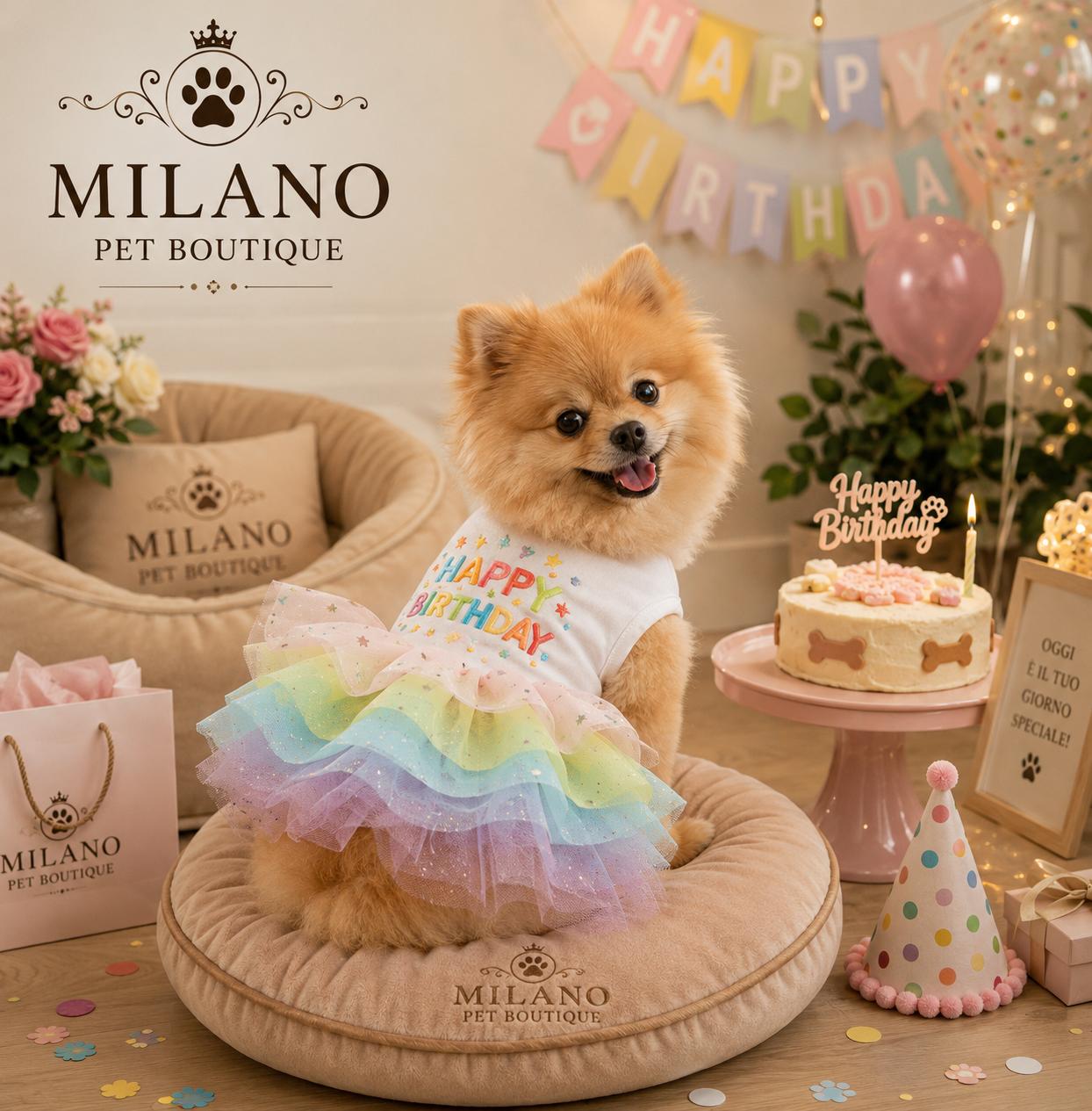 Vestitino Tutu Arcobaleno per Cani – Abito Elegante da Festa