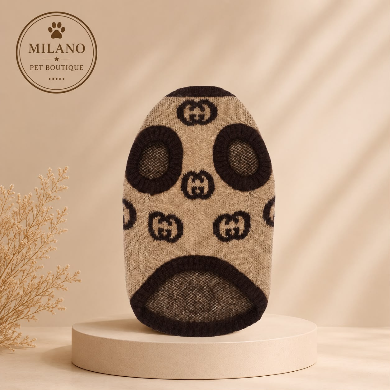 Maglioncino Elegance Monogram Beige per Cani