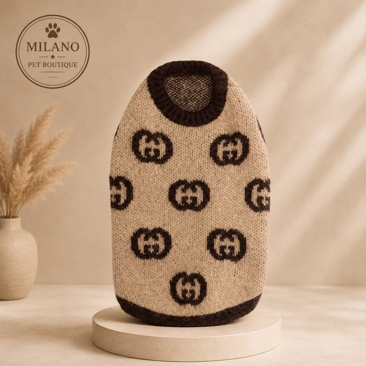 Maglioncino Elegance Monogram Beige per Cani