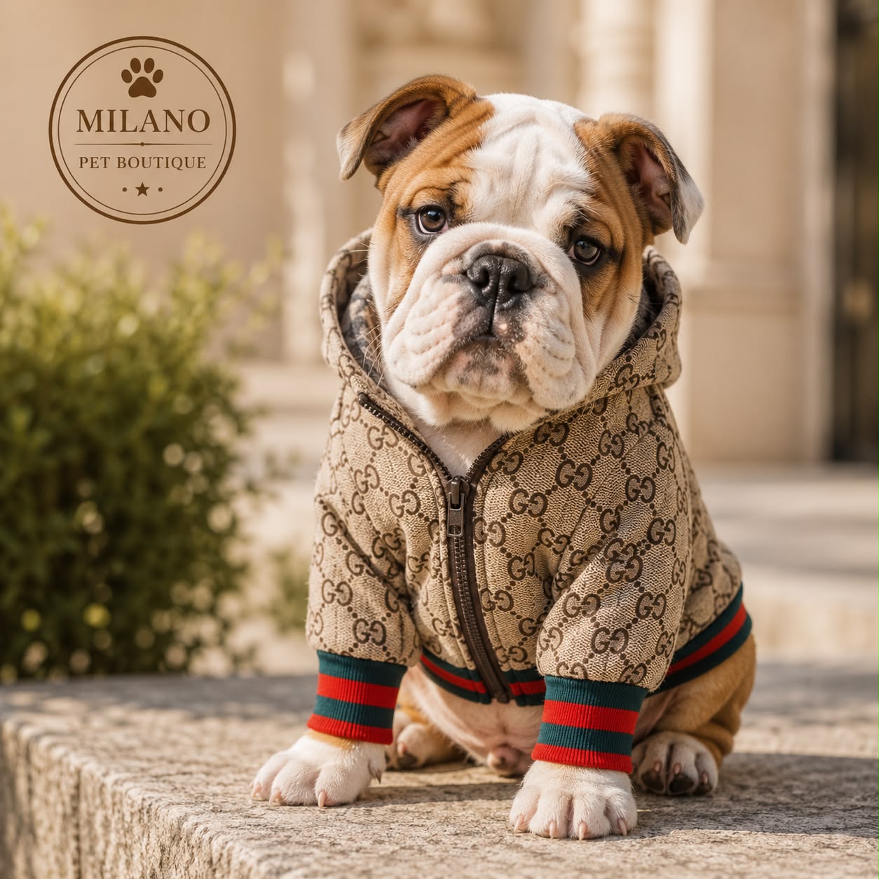 Giacca Monogram con Cappuccio per Cani – Stile Urban Luxury