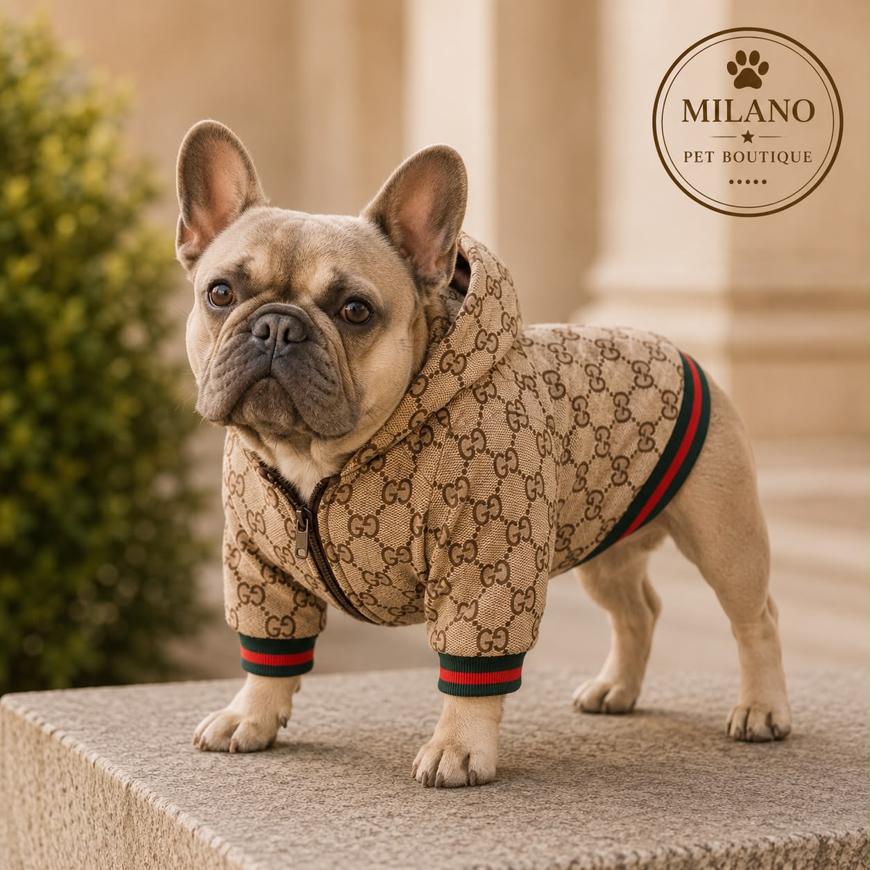 Giacca Monogram con Cappuccio per Cani – Stile Urban Luxury