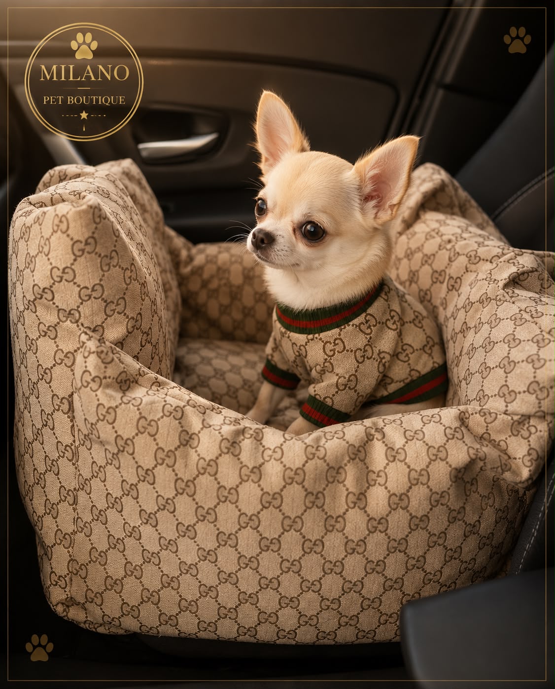 Seggiolino Auto Luxury per Cani – Cuccia da Viaggio Premium 50x55 cm