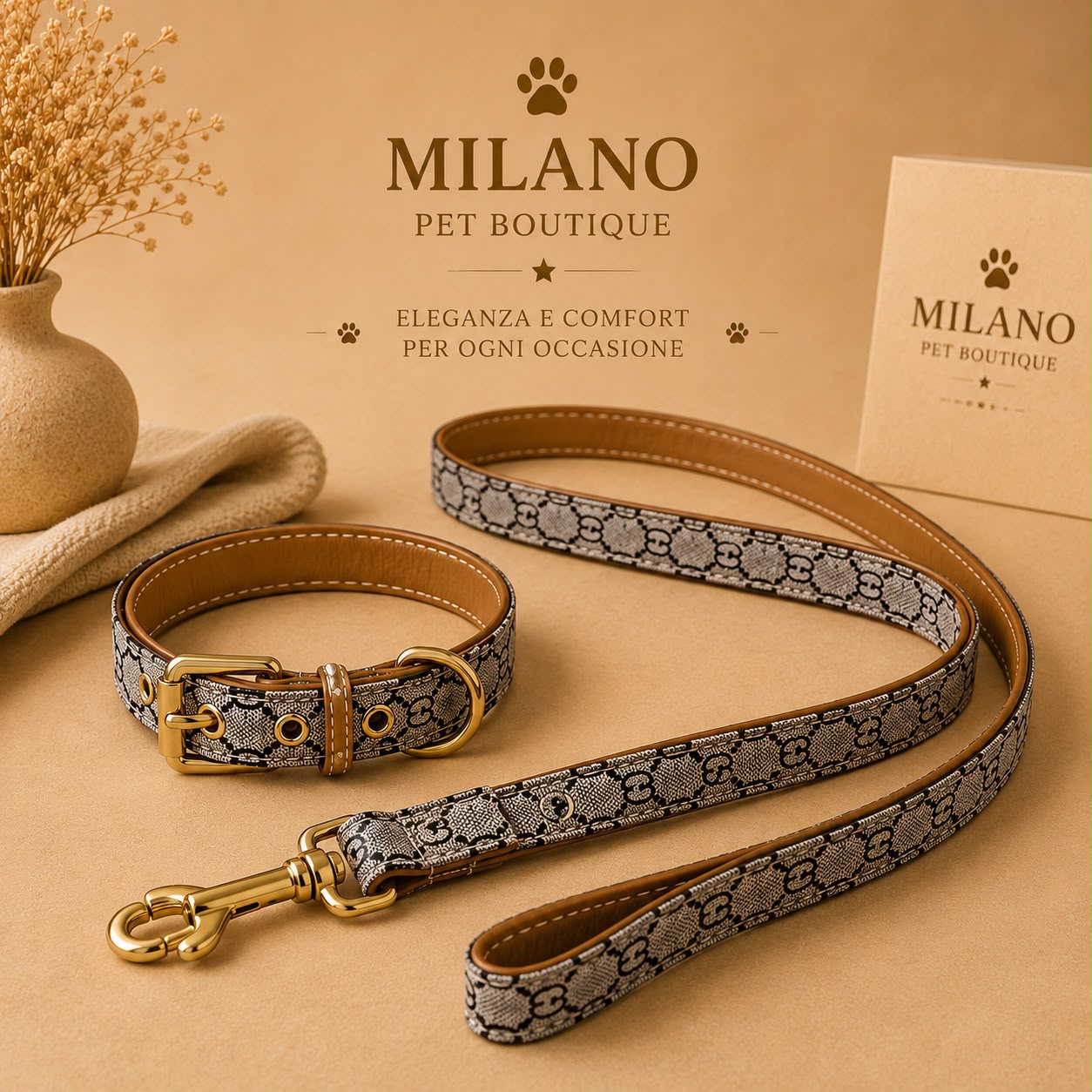 Set Luxury Milano Royale™ Collare e Guinzaglio Elegante per Cani | Milano Pet Boutique