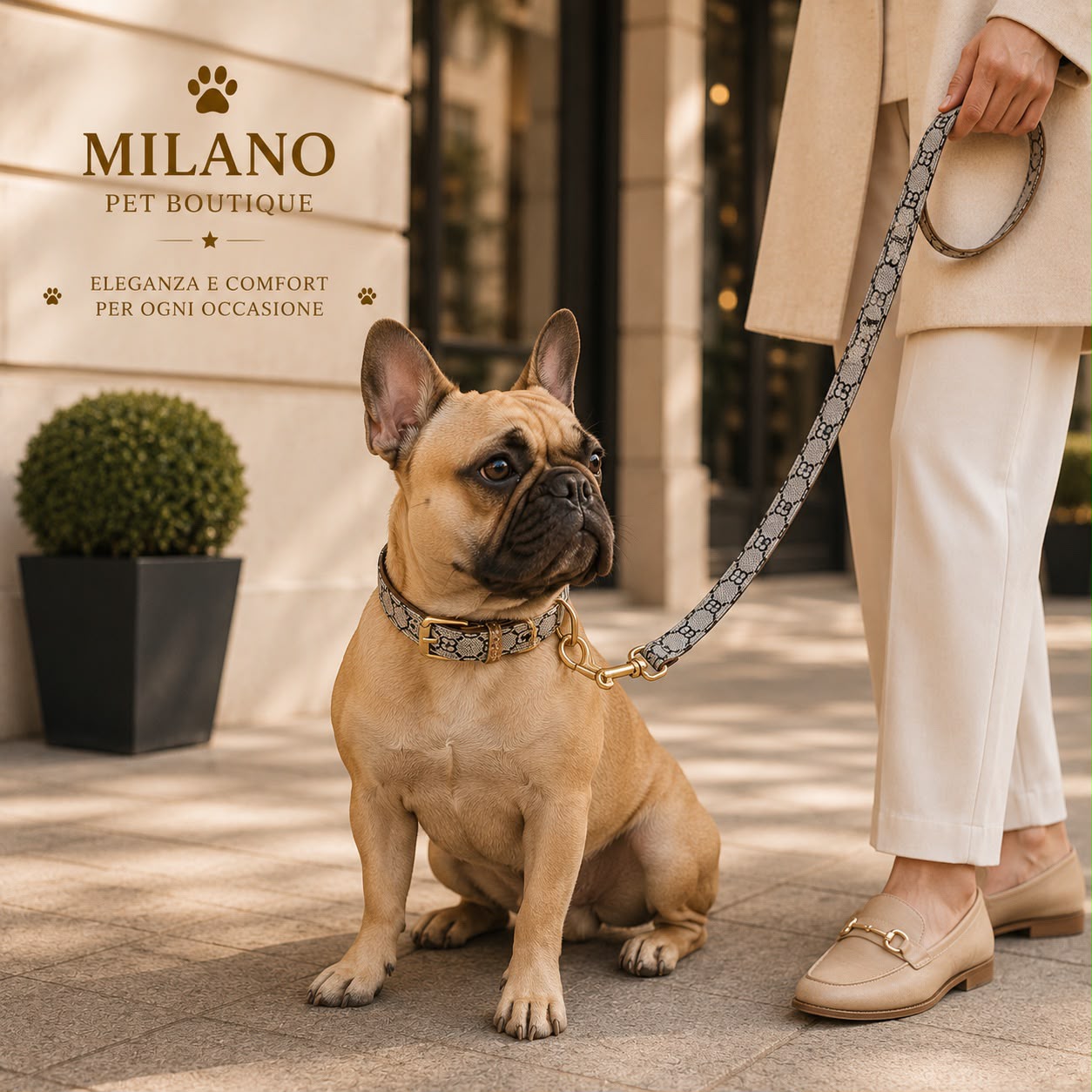 Set Luxury Milano Royale™ Collare e Guinzaglio Elegante per Cani | Milano Pet Boutique