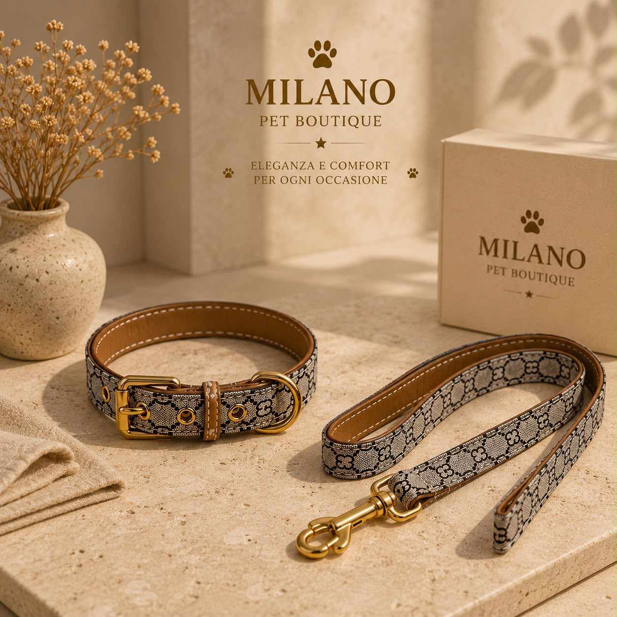 Set Luxury Milano Royale™ Collare e Guinzaglio Elegante per Cani | Milano Pet Boutique