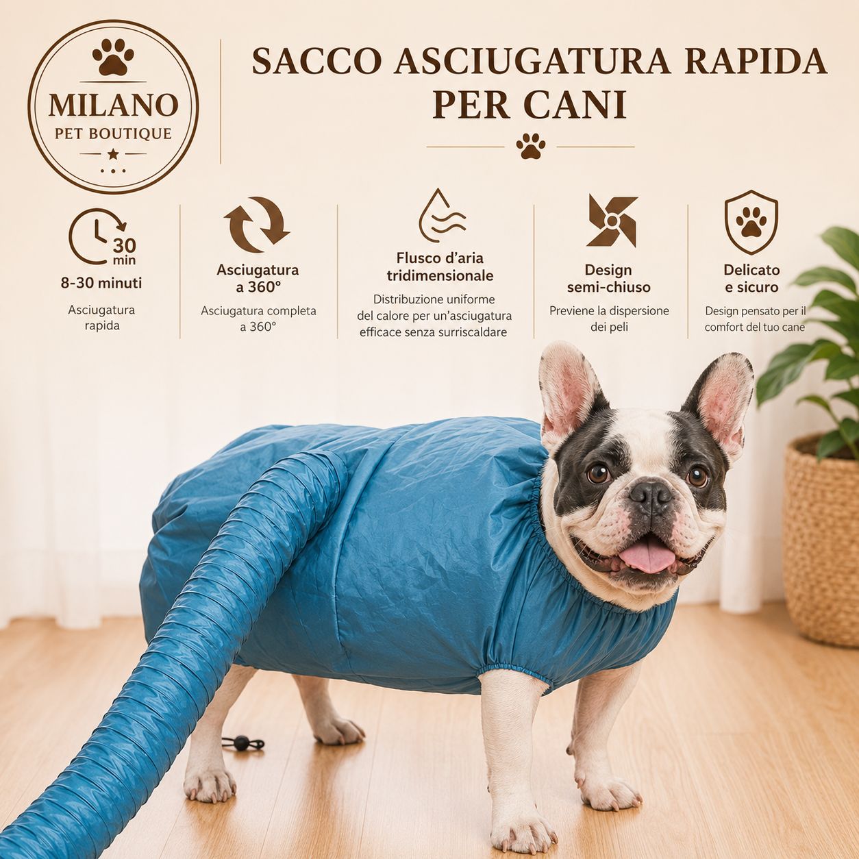 Sacco Asciugante per Cani DryBag Pro™ | Asciugatura Rapida e Senza Stress