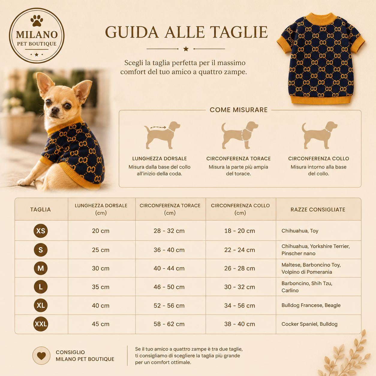 Maglioncino Luxury Blu & Gold per Cani – Maglia Elegante Calda