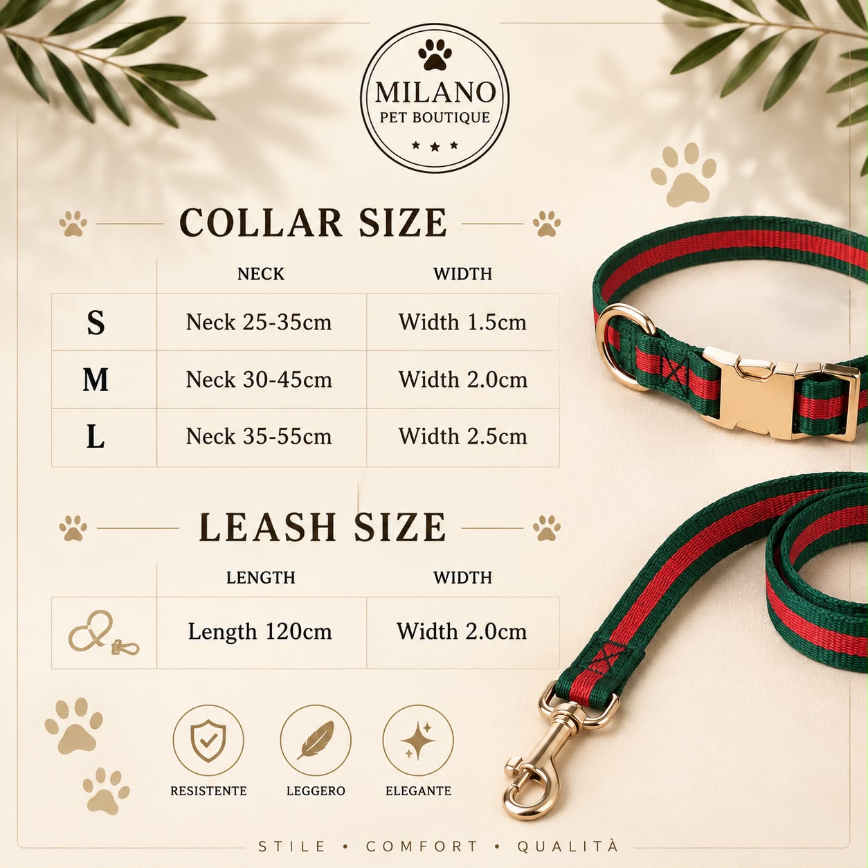 Set Collare e Guinzaglio GG Heritage per Cani | Milano PET Boutique