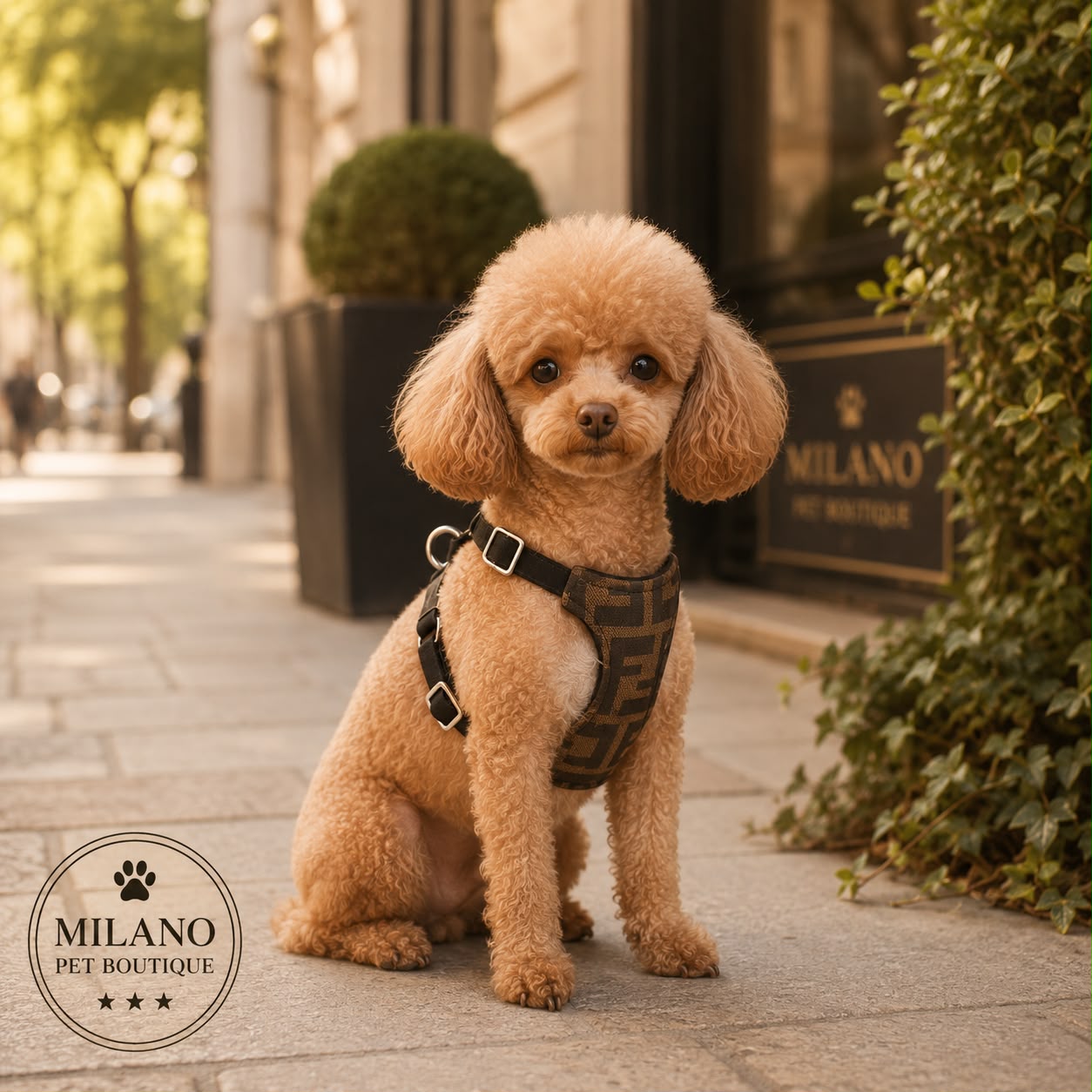 Pettorina FF Monogram Premium con Guinzaglio Coordinato per Cani di Piccola Taglia