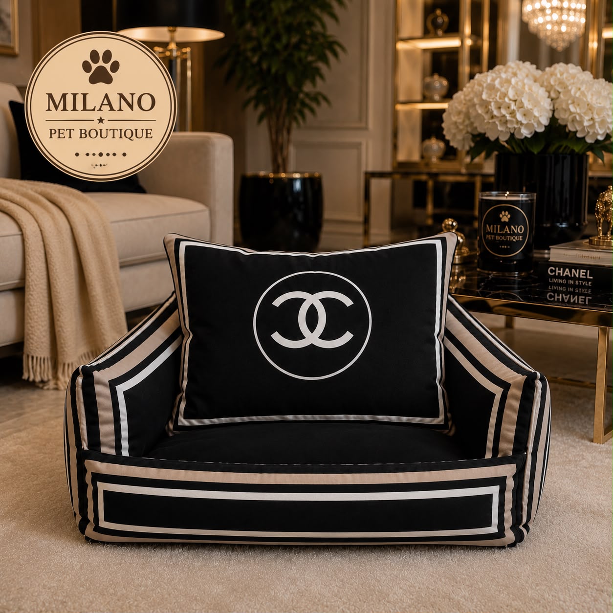 Cuccia Luxury Milano Pet Boutique per Cani – Design Elegante con Cuscino Sfoderabile