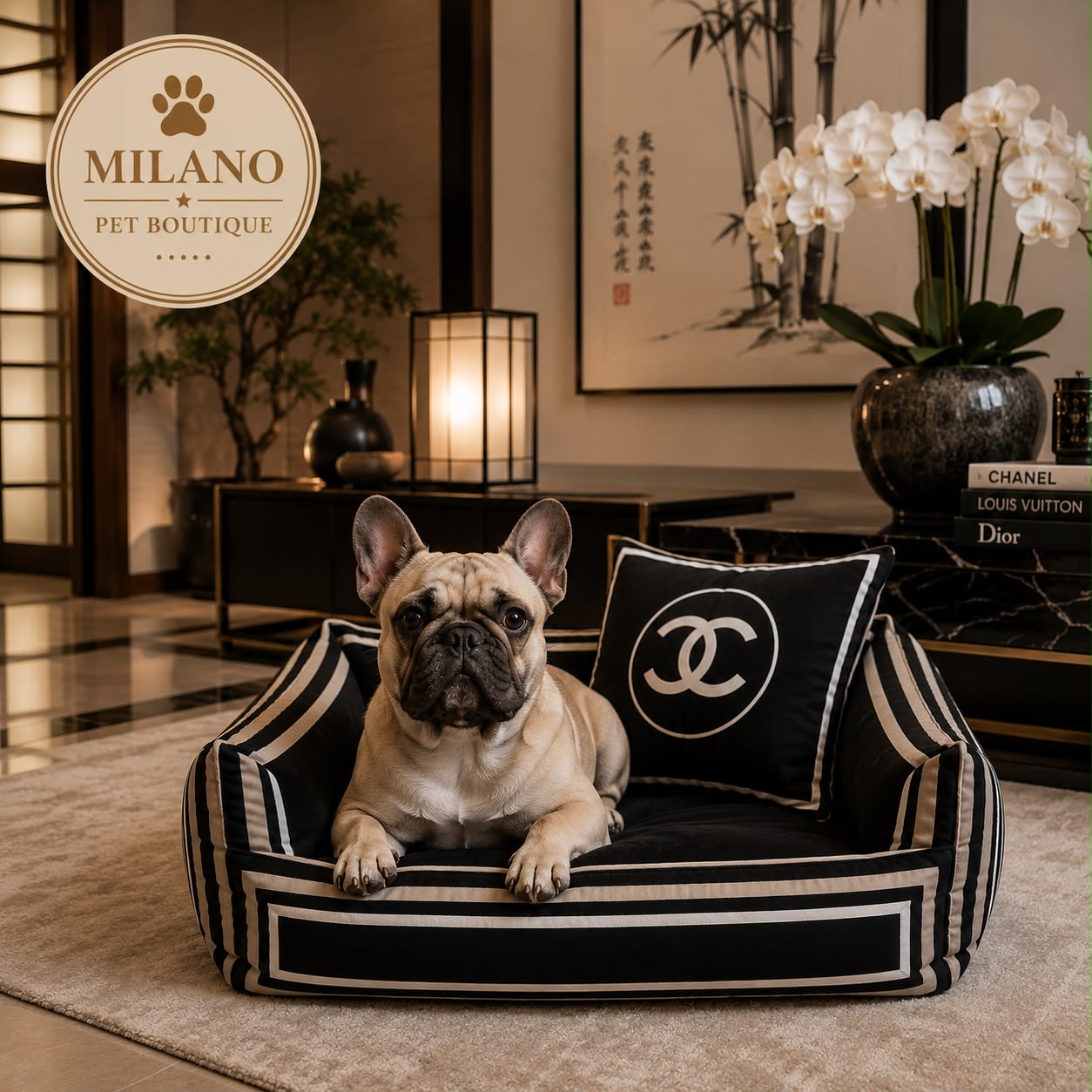 Cuccia Luxury Milano Pet Boutique per Cani – Design Elegante con Cuscino Sfoderabile