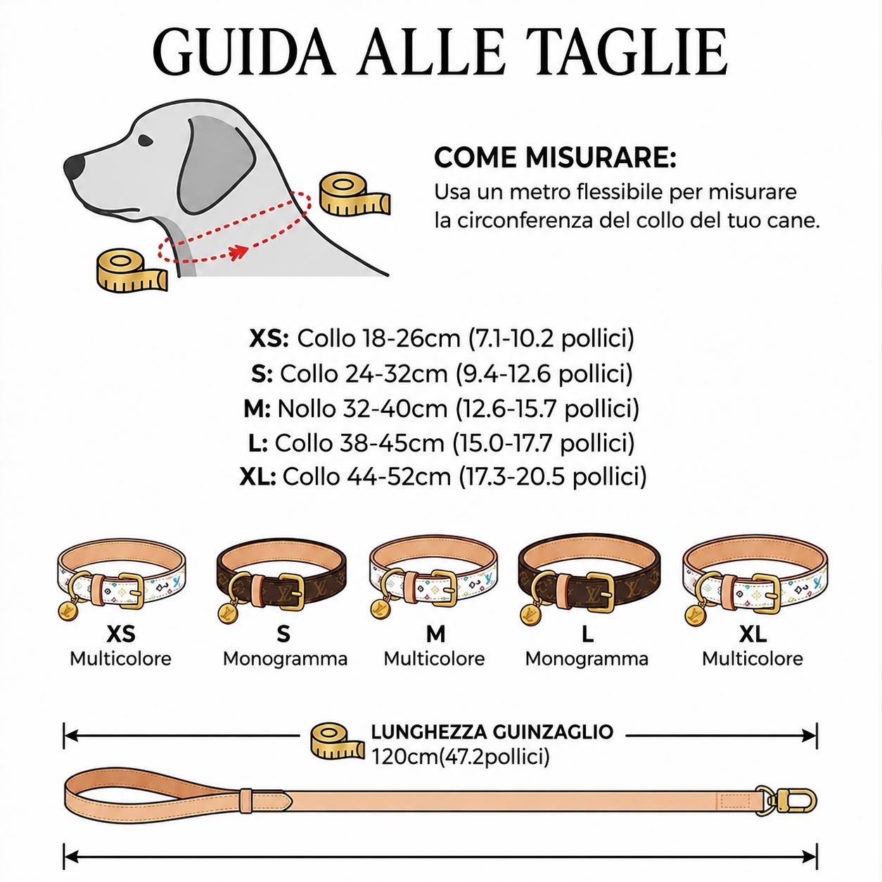 Set Collare e Guinzaglio per Cani Elegante