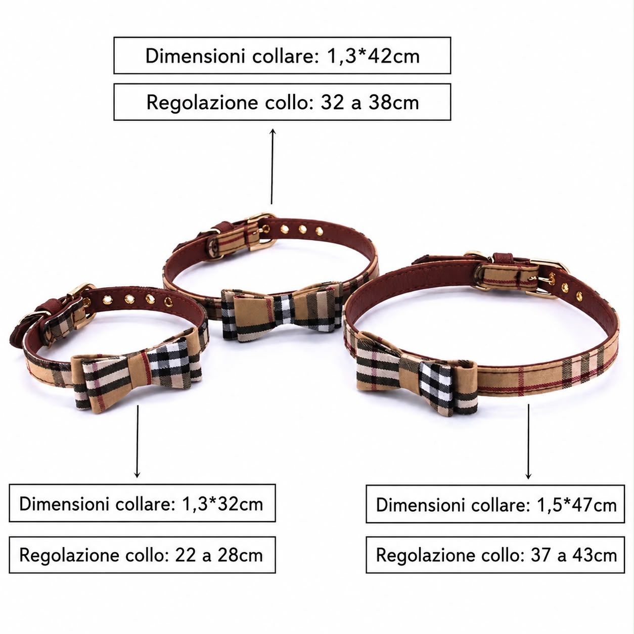 Set Collare e Guinzaglio per Cani Tartan Elegante