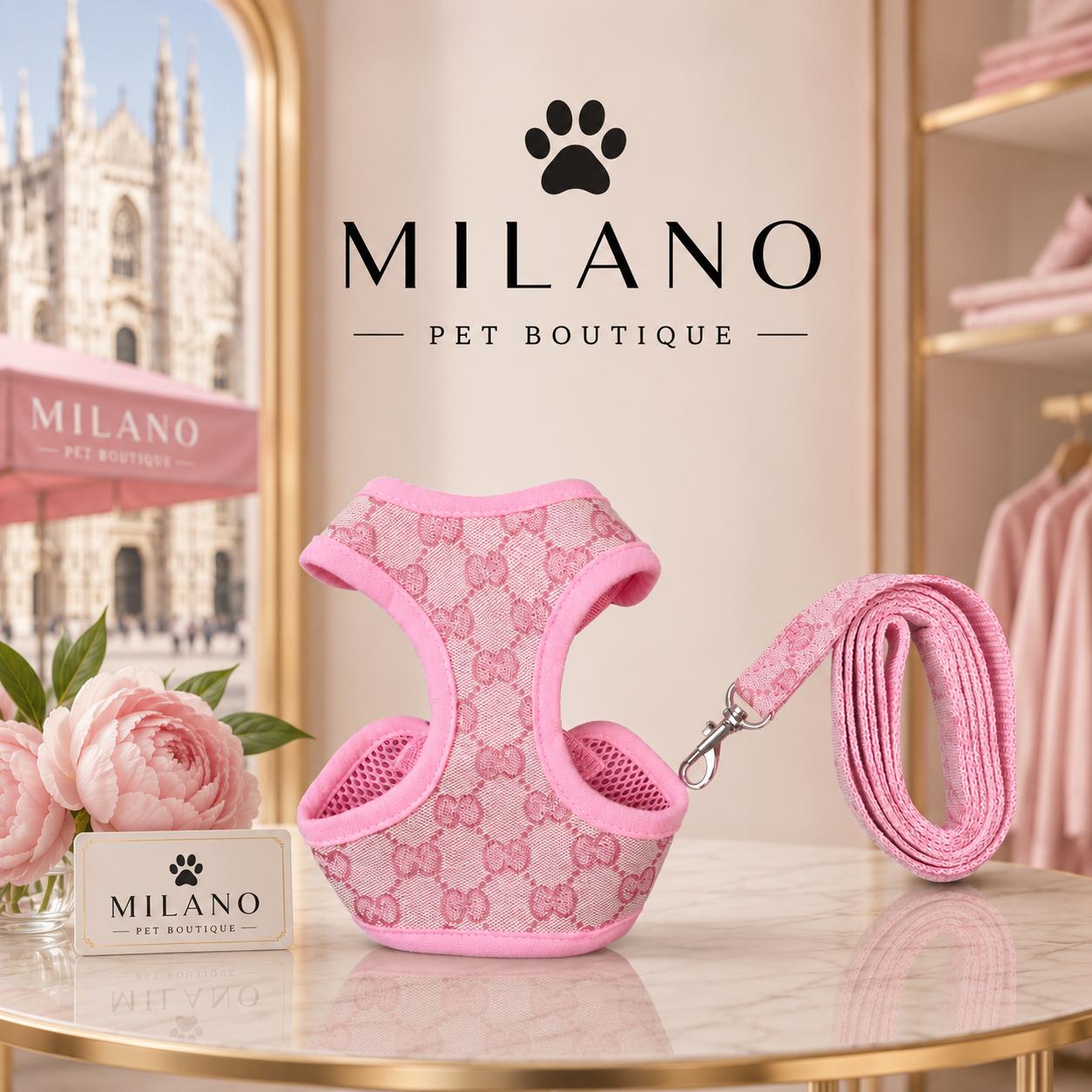 Pettorina Luxury Beige con Guinzaglio Coordinato per Cani di Piccola Taglia