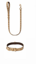 Set Collare e Guinzaglio per cani con monogramma beige