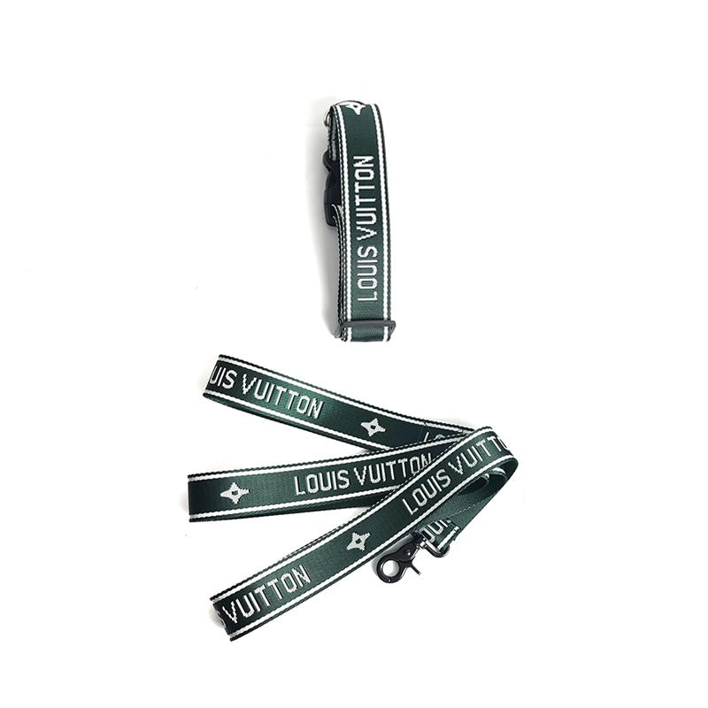 Set Collare e Guinzaglio per cani con monogramma (28-47 cm, larghezza 3,5 cm)