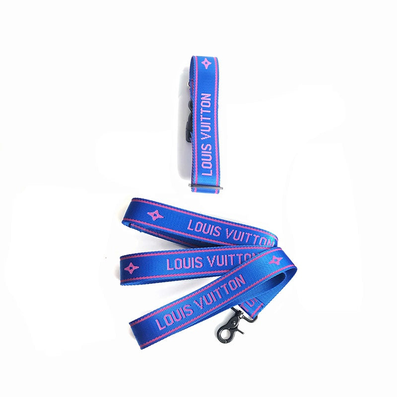 Set Collare e Guinzaglio per cani con monogramma (28-47 cm, larghezza 3,5 cm)